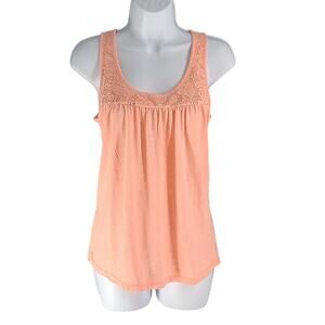 Vanity Y2K babydoll lace trim sequin detail women's tank peach Size Small beachy